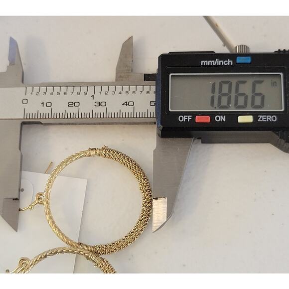 Textured Gold Tone Large Hoop Earrings NWT Nordstrom Rack 14th & Union 2" - Picture 7 of 7